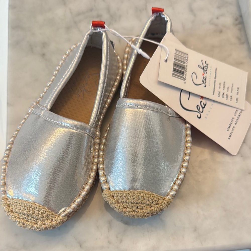 Sea Star Silver Kids' Moccasin Slip-Ons